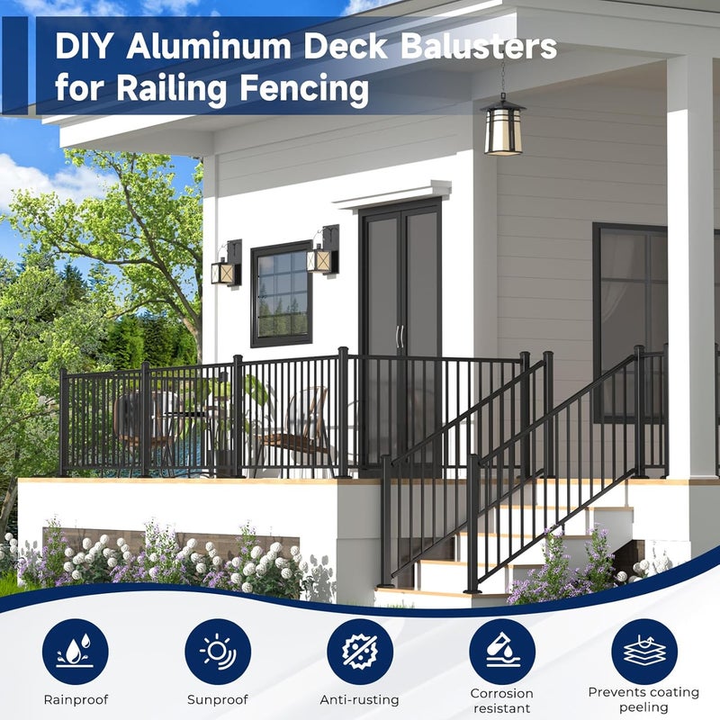 Egadis 2.56 in. x 2.56 in. x 48.5 in. Porch and Deck Railing Post with Screws, Aluminum Railing Post, Textured AAMA 2604 Powder-Coat Finish Stair Post for Decks, Porches & Balconies (1x48.5in Post) - Image 5
